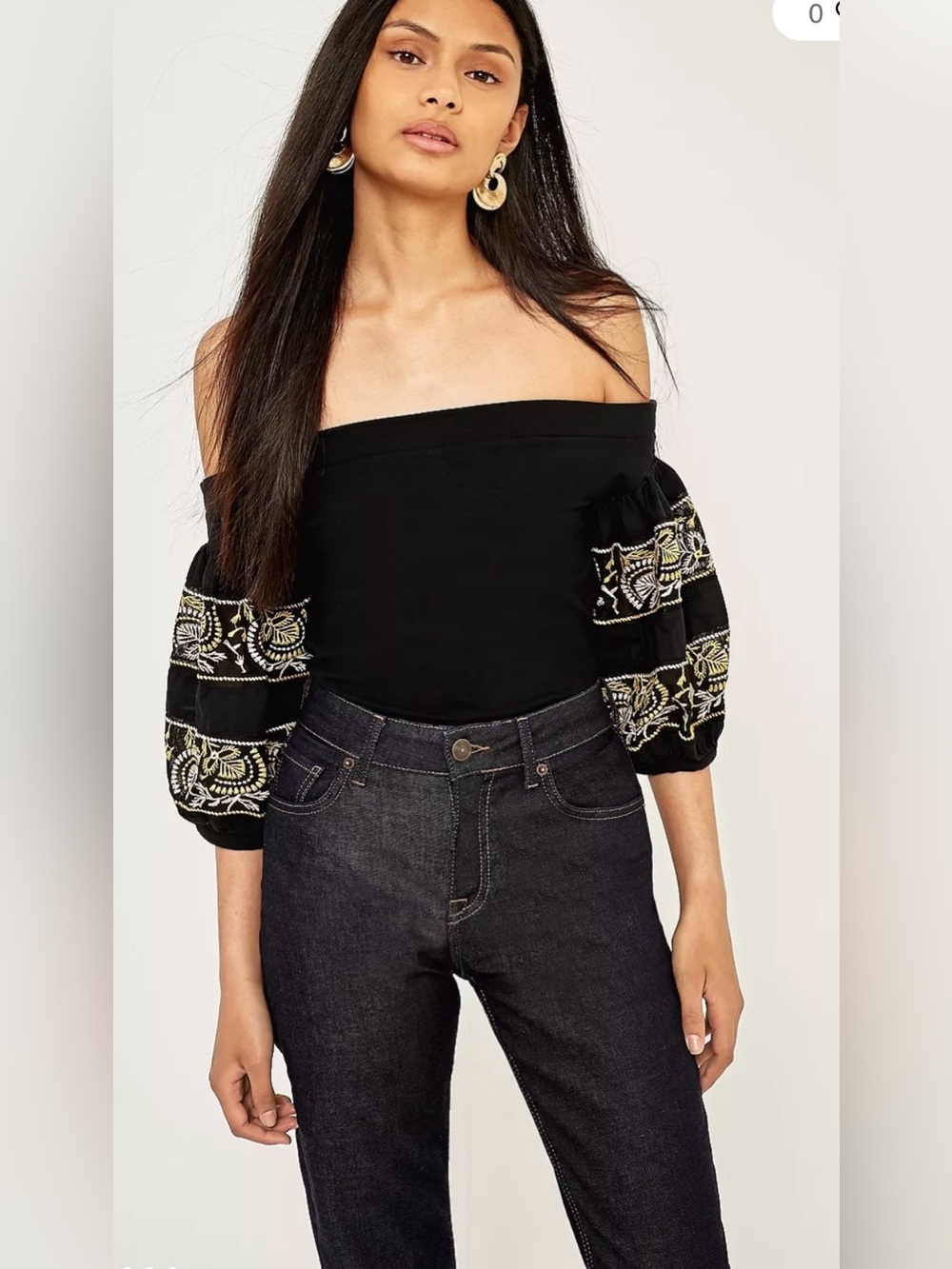 Free People Rock With It Embroidered Off-The-Shoulder